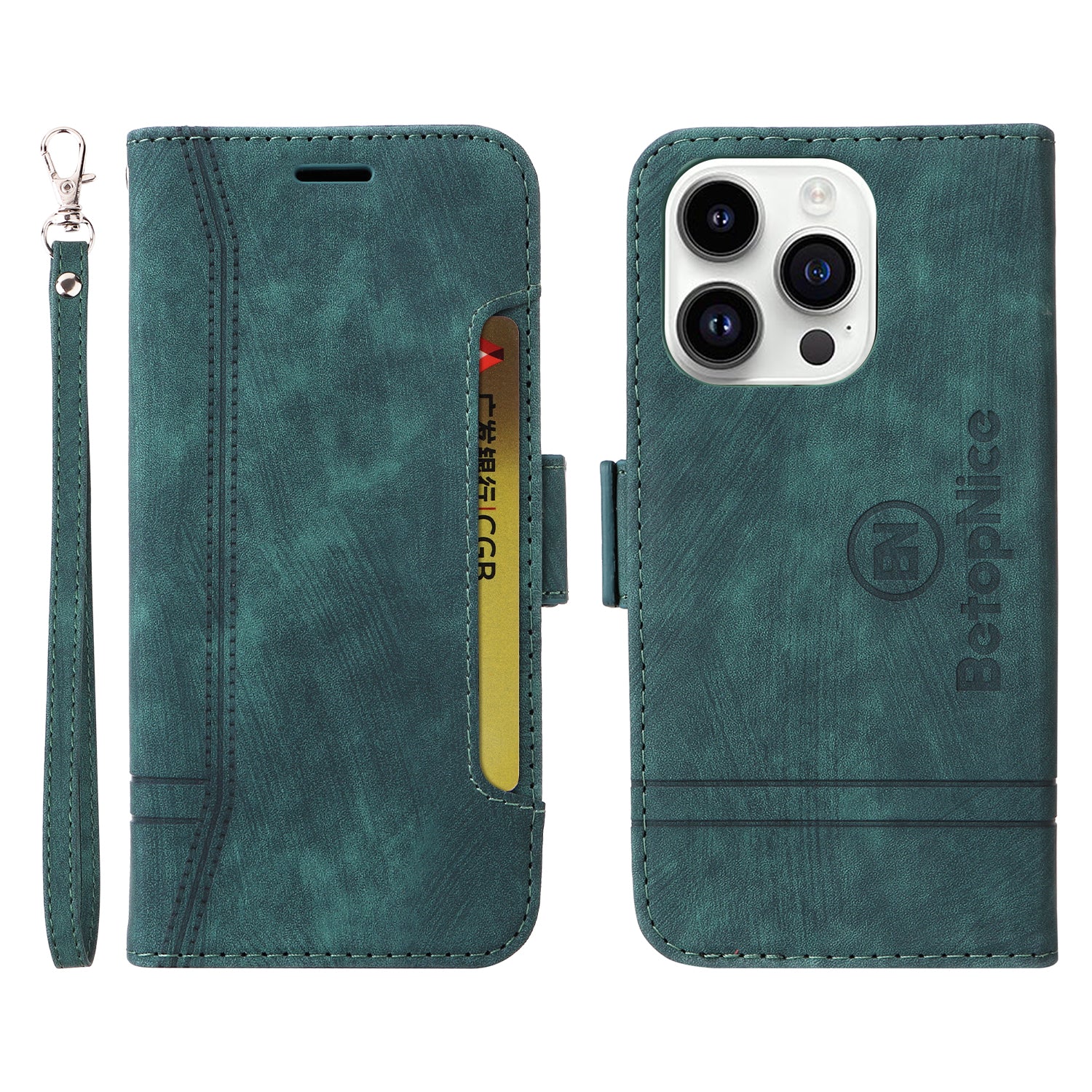Uniqkart 001 For iPhone 15 Pro Multifunction Wallet Cell Phone Case Shockproof PU Leather Stand Cover - Green Uniqkart 001 For iPhone 15 Pro Multifunction Wallet Cell Phone Case Shockproof PU Leather Stand Cover - Green